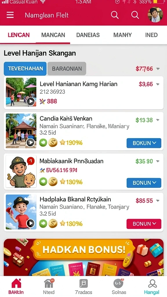 Petualangan menantang di setiap level yang harus dijelajahi.
